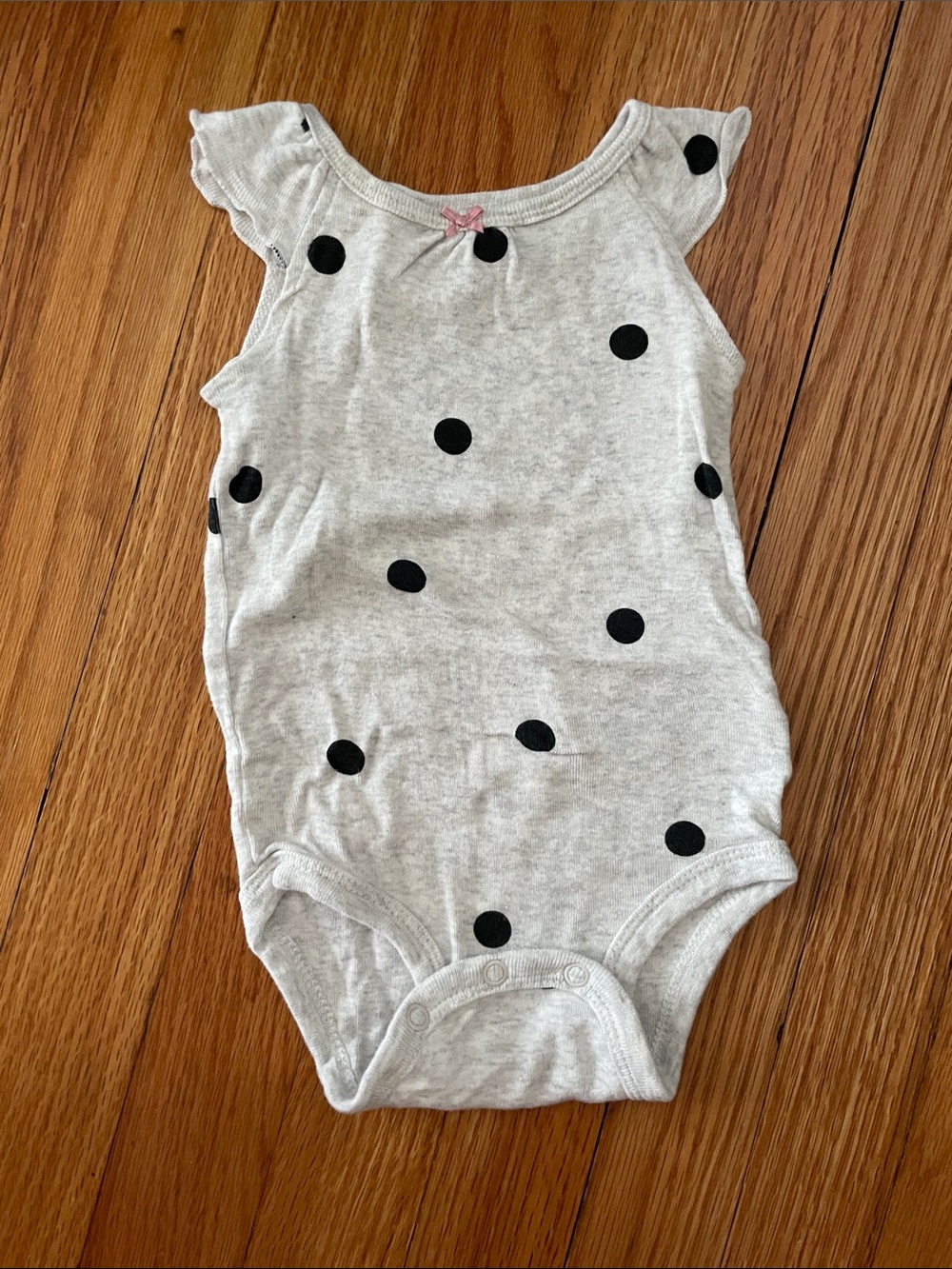 Carter's Light Gray Polka Dot Baby One-Piece with Black Dots